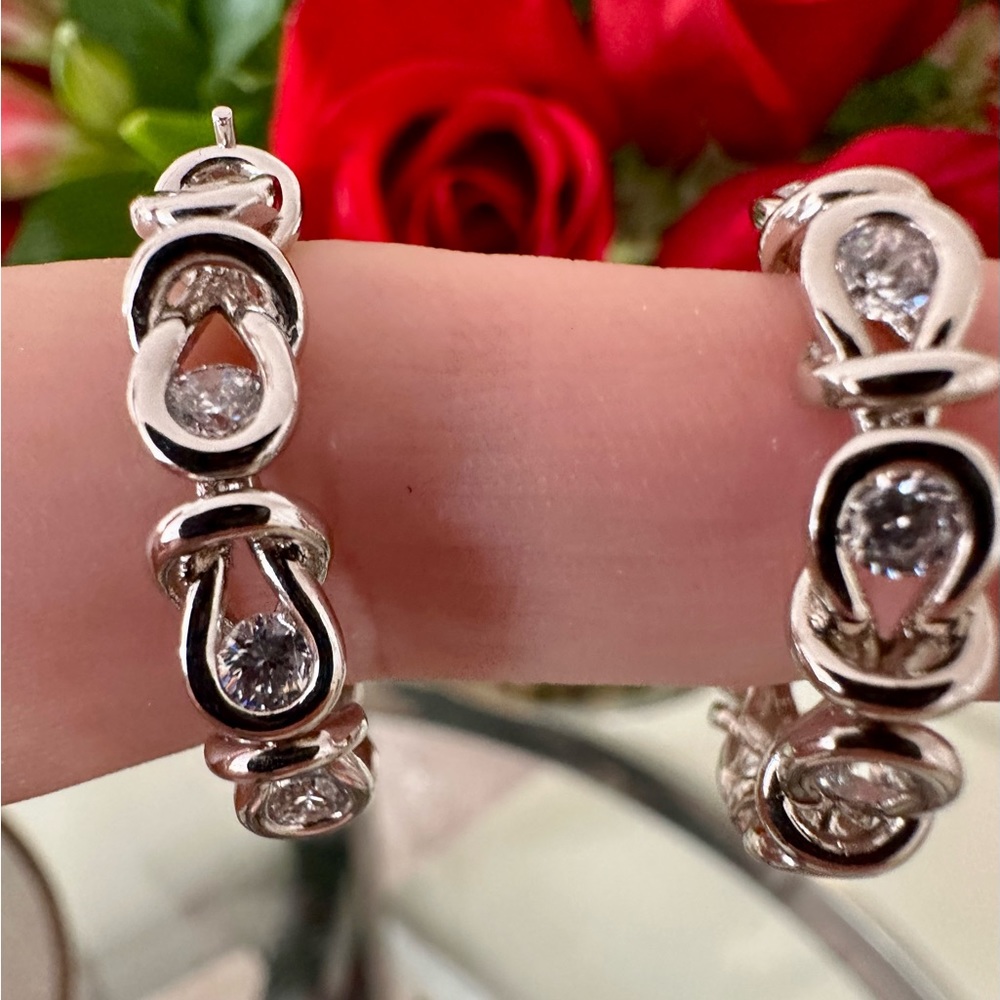 Eternity CZ Sterling Silver Hoop Earrings